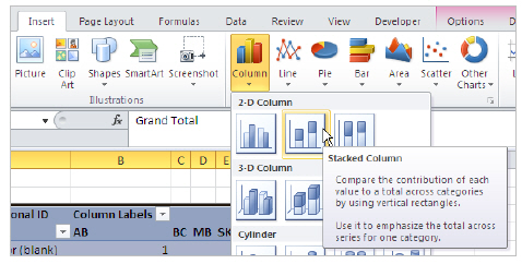 Légende de l'écran Excel